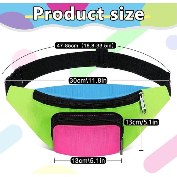 Neon Fanny Pack Set with Adjustable Hat for 80s 90s Theme Parties main image 4